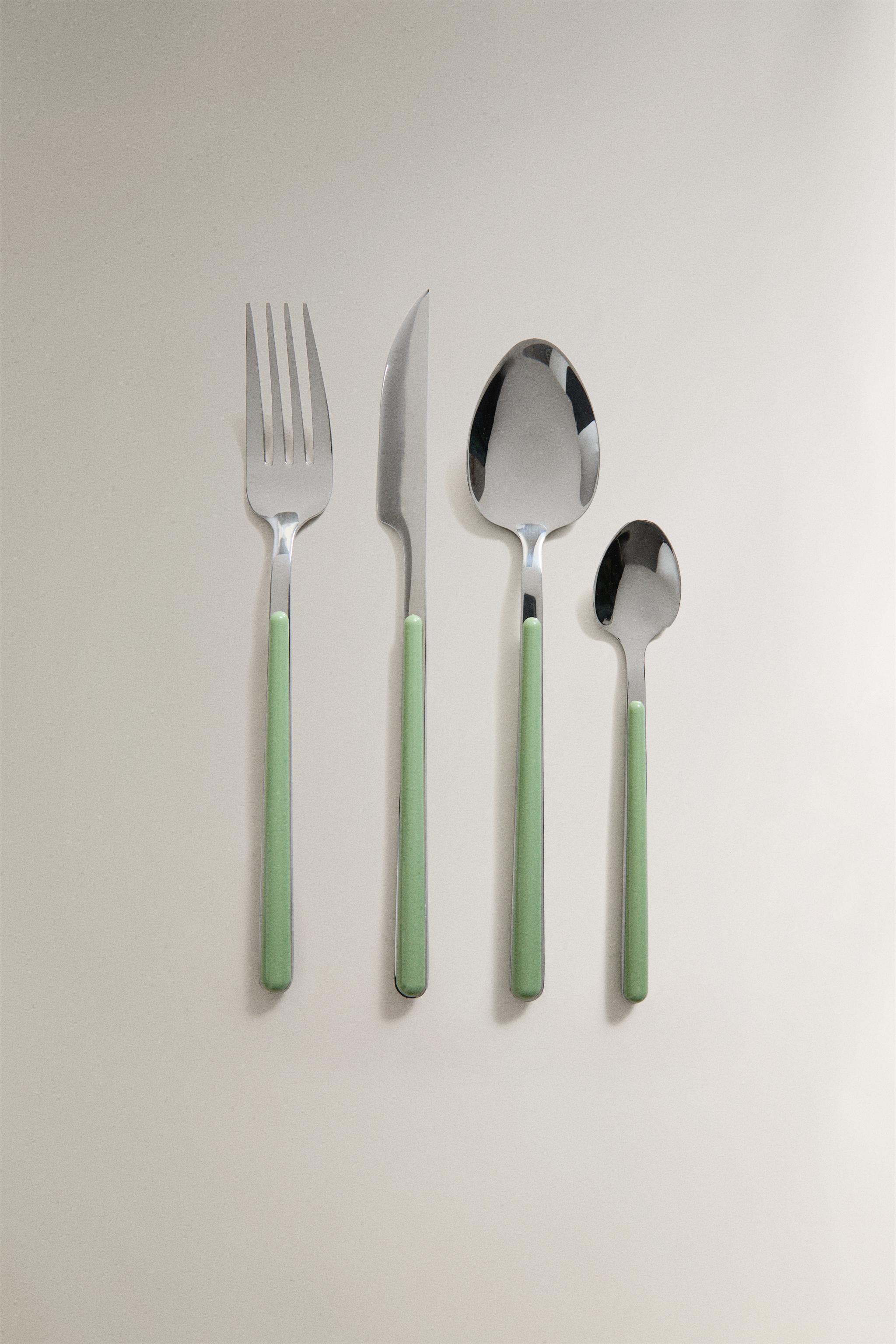 GREEN HANDLE CUTLERY SET (SET OF 4)